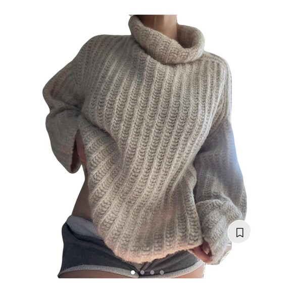 Free People Sweaters - Free People Womens Sweater Size Medium Beige Cropped Turtleneck Cozy Boho